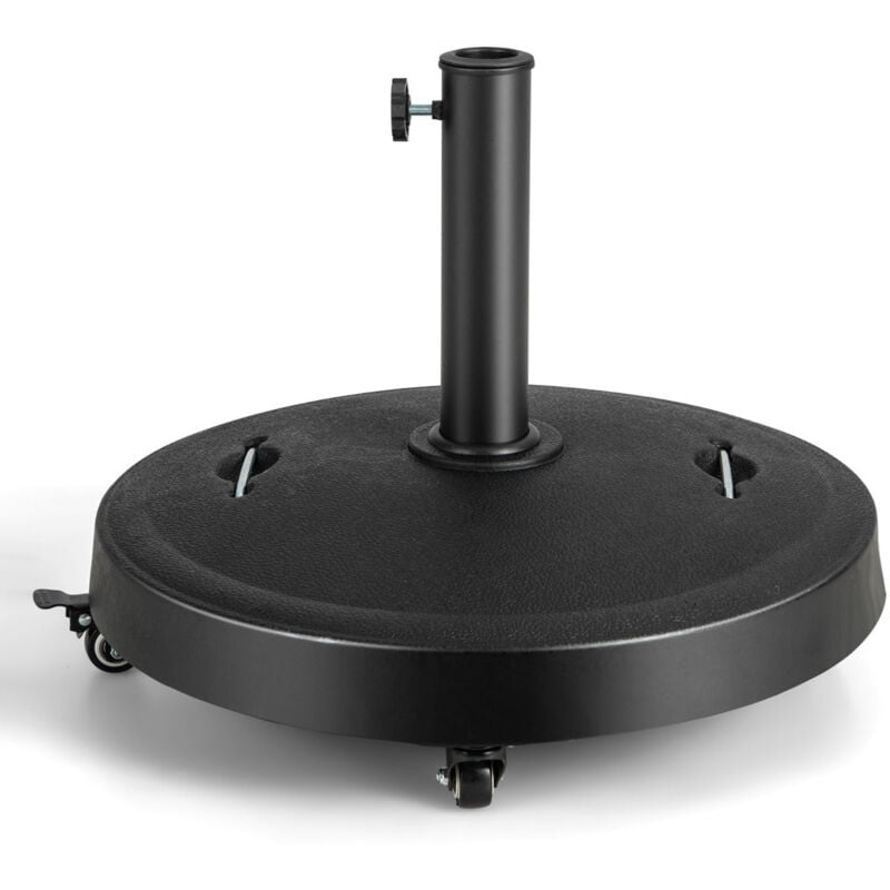 Helloshop26 - Pied de parasol sur roulettes diamètre 52cm socle parasol extérieur en résine avec 2 poignées rétractables 4 roue verrouillables pour