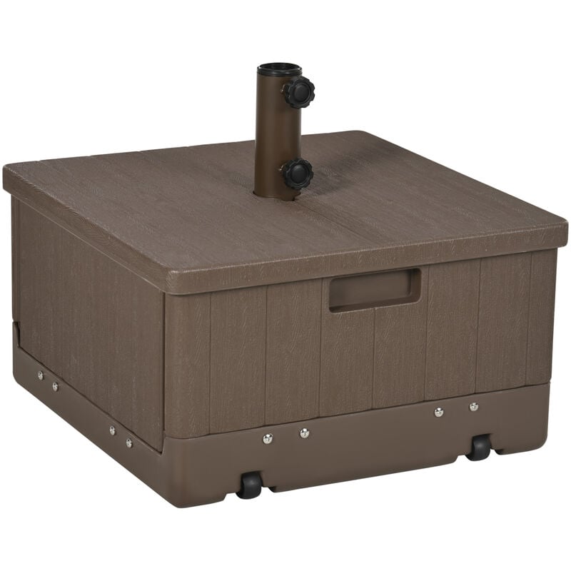 Pied de parasol table d'appoint jardinière 3 en 1 marron