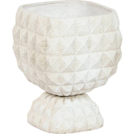 Pied de pot design en fibre d'argile effet vieilli couleur crudo - crème effet vieilli