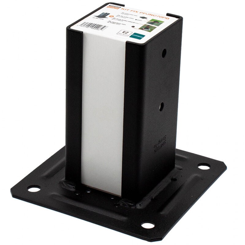 Pied de poteau de jardin noir kit fix ppjncpb 90x90