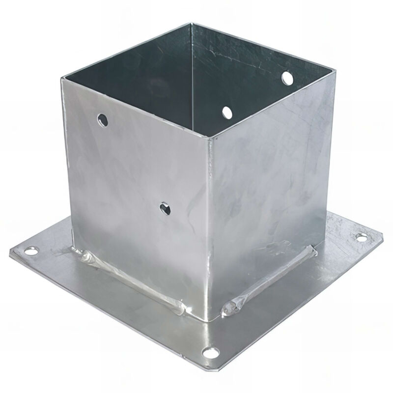 Fixtout - Pied de poteau carré zingé à visser - 141 x 141 x 200 x 2,5 mm