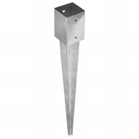 Fixtout – Pied de poteau carré zingué à enfoncer 121 x 900 x 2 mm – Revêtement galvanisé pour humidité prolongée – Fixation solide dans le sol