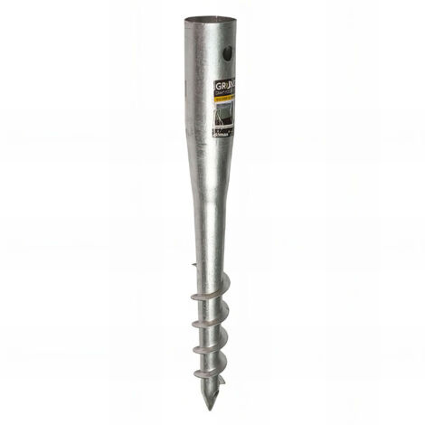 Fixtout – Pied de poteau de jardin rond zingué à tarauder 68 x 650 x 1,8 mm – Fixation rapide sans béton – Pour structures en bois dans sol végétal
