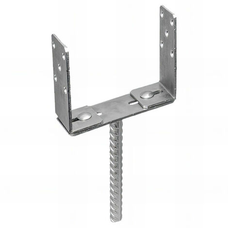 Fixtout – Pied de poteau en U réglable 96-200 mm galvanisé – Fixation vis pour bois ø10 – Utilisation en locaux secs avec humidité périodique