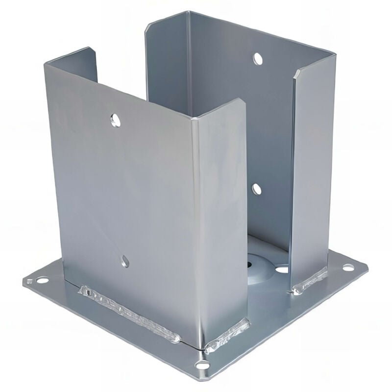 Fixtout - Pied de poteau fendu carré galvanisé à visser - 202 x 200 x 3,0 mm