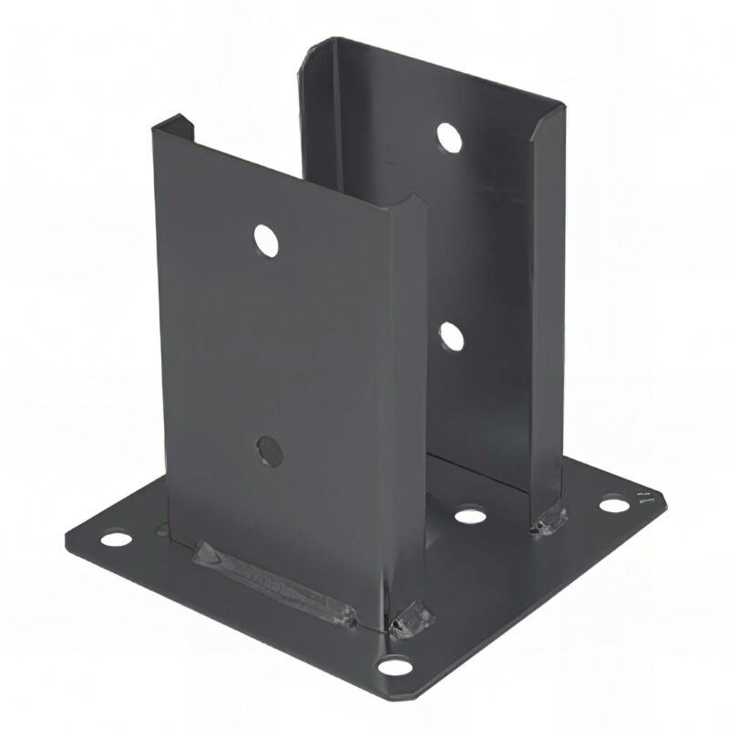 Fixtout - Pied de poteau fendu carré galvanisé noir à visser - 121 x 150 x 2,5 mm