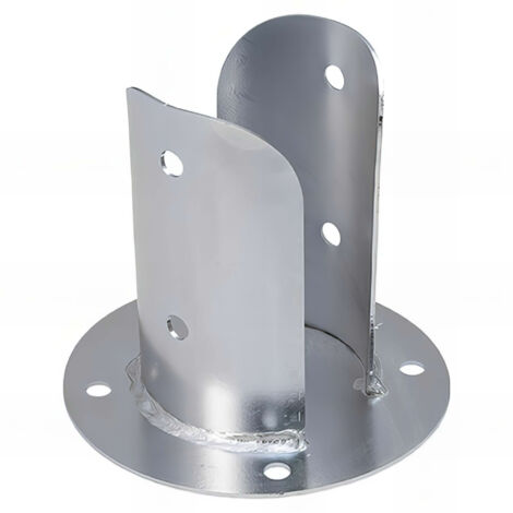 Fixtout – Pied de poteau fendu rond galvanisé à visser – Revêtement zinc 12 µm – Dimensions 92 x 150 x 2,0 mm – Pour fixation béton