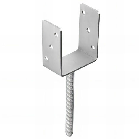 Fixtout – Pied de poteau lourd en U zingué à ancrer – Dimensions 101 x 120 x 4 mm – Revêtement zinc galvanique 12 µm – Pour environnements secs