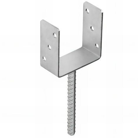 Fixtout – Pied de poteau lourd en U zingué – Dimensions 141 x 120 x 4 mm – Revêtement zinc galvanique – Pour béton et bois dur
