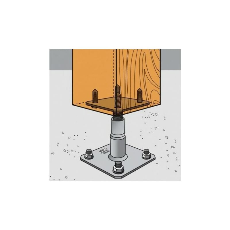 Sud Bois - Pied de poteau réglable hauteur 100 à 150 mm APB100/150 simpson - Couleur / Matière Galvanisé - Kit de fixation Sans