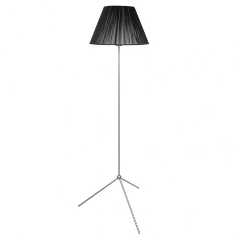 Pied De Salon 1xe27 Argent avec Abat-jour Fil Noir 40x40x150 Cm