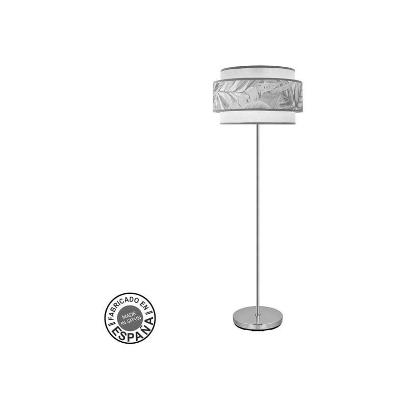 Lámpara de pie salón 3p Camerun 1xe27 Cromo/blanc/gris 40d - Fabrilamp