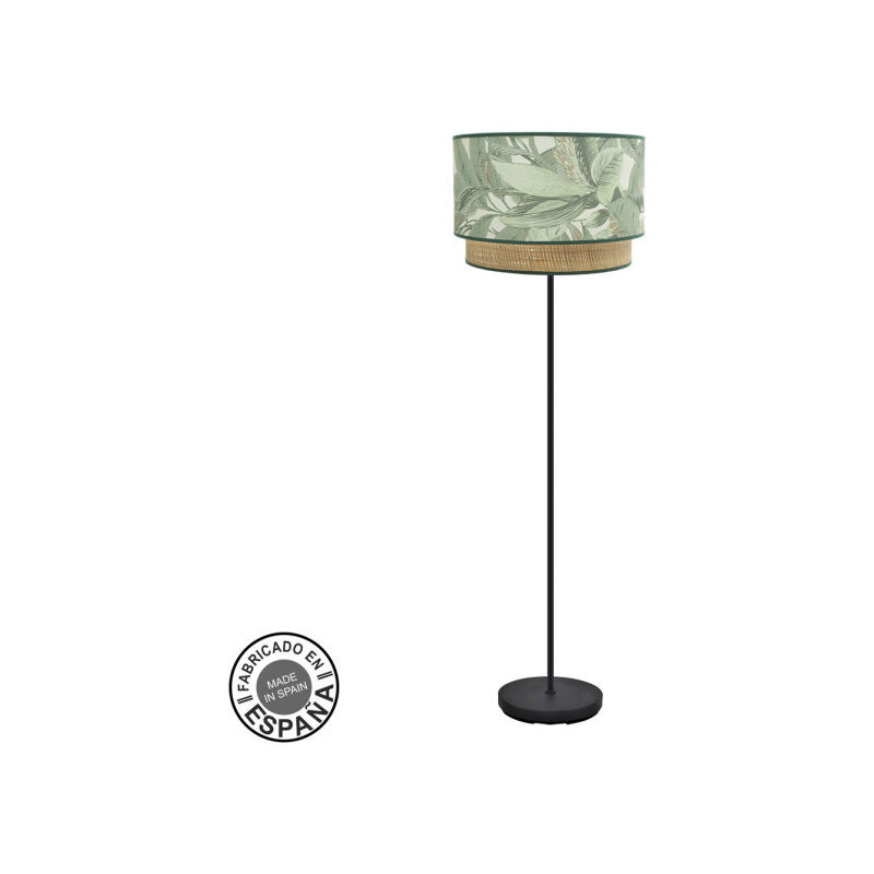 Fabrilamp - Lampadaire de lampadaire Congo 1xe27 Noir/vert/naturel Fabrilamp - Lampadaire de lampadaire Congo 1xe27 Noir/vert/naturel
