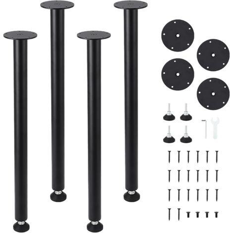 Pied de Table 4PCS Pieds de Bureau Réglables 711,2 cm en Acier Massif Capacité de Charge 544 kg Installation Rapide Pieds de Meubles Noirs Robustes pour Bricolage Maison Bureau Salle à Manger