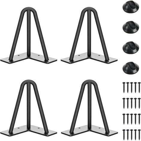 Pied de table à 3 pôles, adapté pour table basse, table à manger, table de chevet, hauteur 15 cm (noir, 4 pièces)