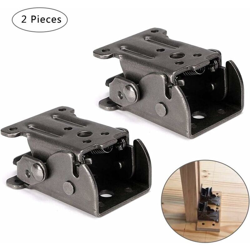 Alovez - Pied de Table à Charnière, 2 Pièces Pied Lit Table d'Extension, Charnières Autobloquantes, Support Pliable Charnières, pour Table de Travail