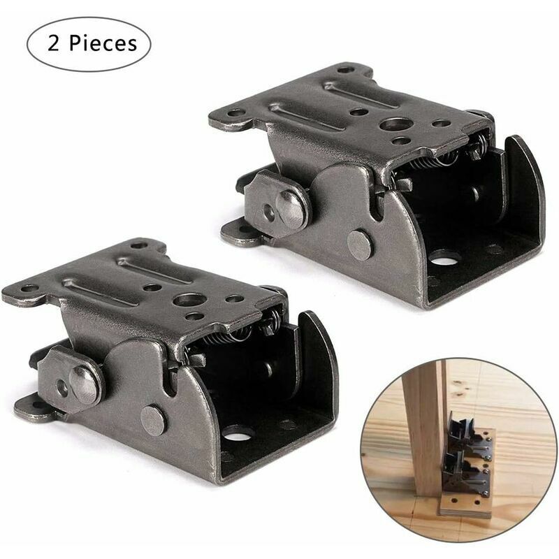 Pied de Table à Charnière, 2 Pièces Pied Lit Table d'Extension, Charnières Autobloquantes, Support Pliable Charnières, pour Table de Travail Pliante