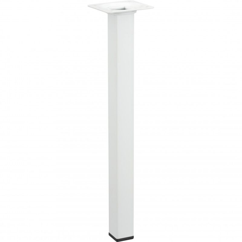 Pied de table basse carré fixe acier époxy blanc, 30 cm