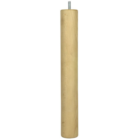 Pied de table basse cylindrique fixe 36 cm – Hêtre brut – Charge 20 kg – Fixation à visser – Couleur blanc/beige – Cime
