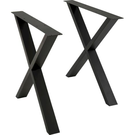 Pied de table croix acier noir design industriel élégant - Noir mat industriel