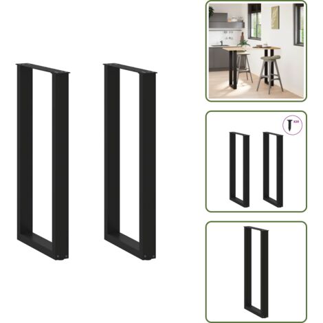Pied de table en acier - vidaXL Pieds de table de bar en U 2 pièces Noir 40 x (100-101) cm Acier - Pied de table noir