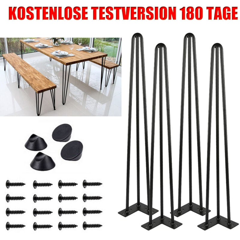 Pied de table en épingle à cheveux 4x Hairpin Leg 86CM pied en épingle à cheveux Pieds en épingle à cheveux Métal Accessoires de table