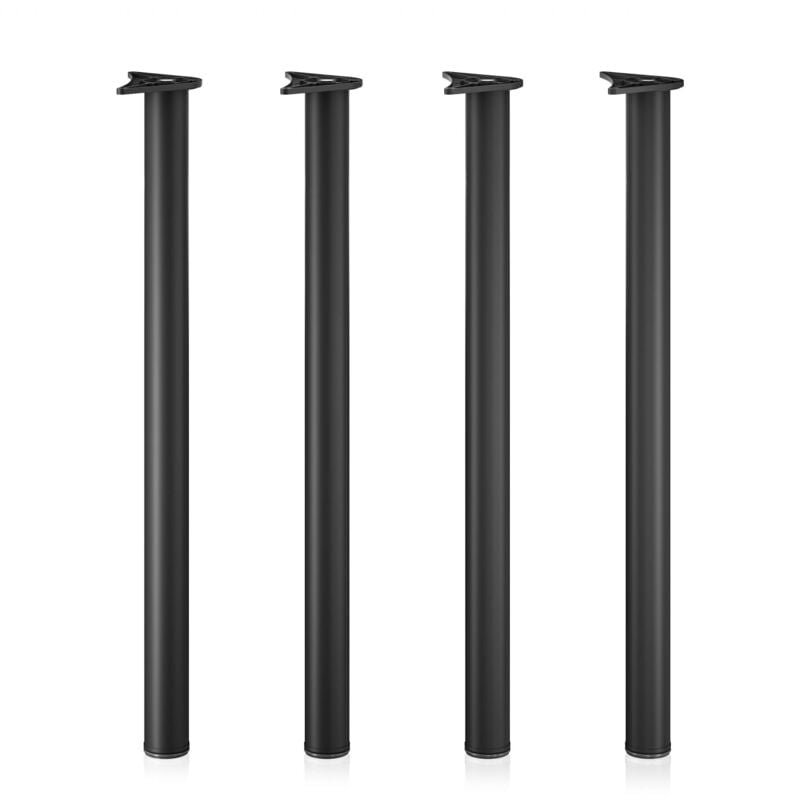 Wiltec - Pied de table Acier inoxydable Lot de 4 pieds Noir Support de table Réglable 870mm Ø60mm