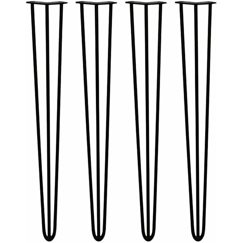 Pied de Table Metal 71cm, Pied de Meuble 3 Tiges Durable, avec Vis et Protecteurs de Sol, Pied en Épingle à Cheveux pour Table Basse, Chaise, Pied de