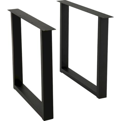 Pied de table rectangulaire en acier noir design moderne - Noir mat contemporain