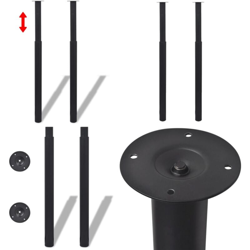 Pied de table télescopique 2 pcs Noir 710 mm - 1100 mm - Pied De Table - Pied De Table Télescopique - Pieds De Table Noirs - Accessoires De Meubles