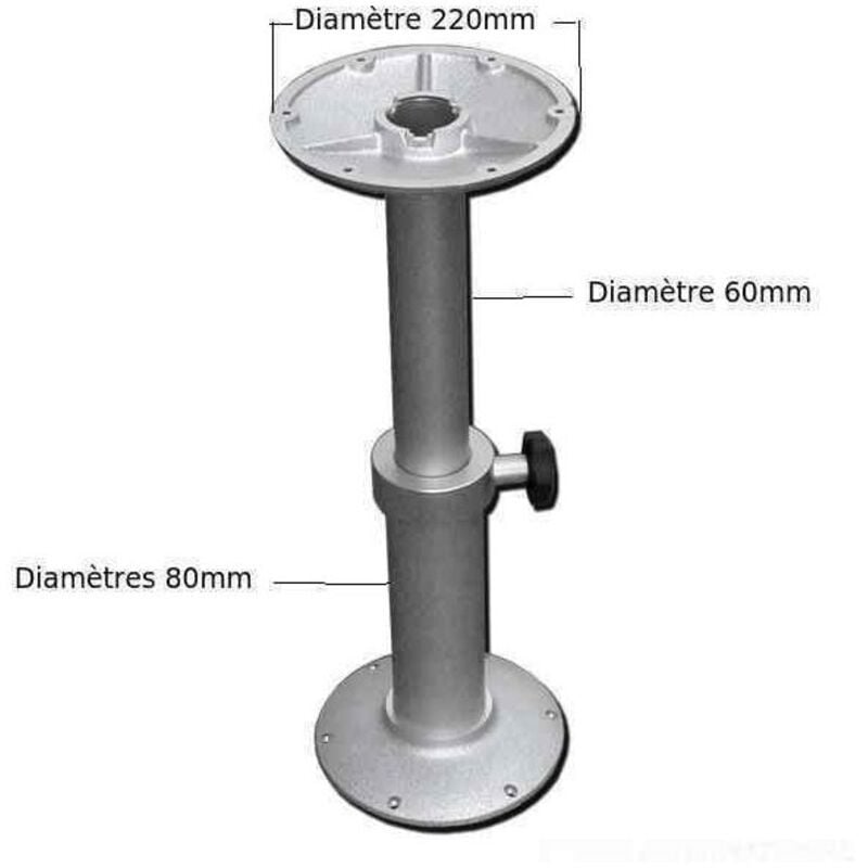Pied de table télescopique pour camping car et caravane