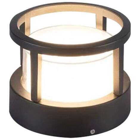 Pied d'éclairage cylindrique pour pelouse, diamètre10centimètre,7Lumière blanche chaude, étanche