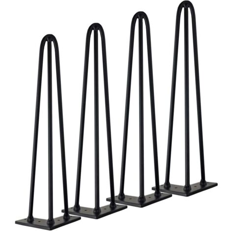 Pied Meuble 4pcs Pieds Epingle Diy Pieds Pour Table Pied De Chaise Avec 3 Tiges 16 Vis + 4 Protège Pieds Hauteur 40cm Diamètre Tige 10mm