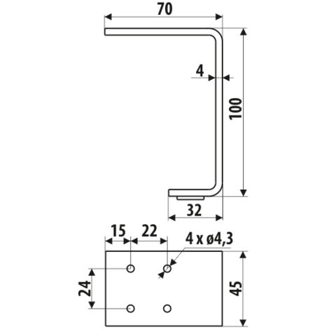 Pied NS32, structure noire, 100 mm