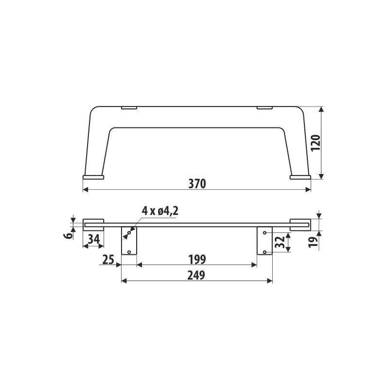 Pied NS42, structure noire, 120 mm