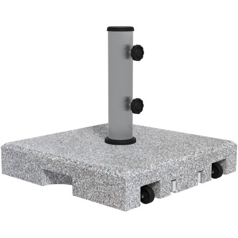 Pied parasol granit 28 kg roulettes Ø32/38/48 mm base mobile jardin balcon