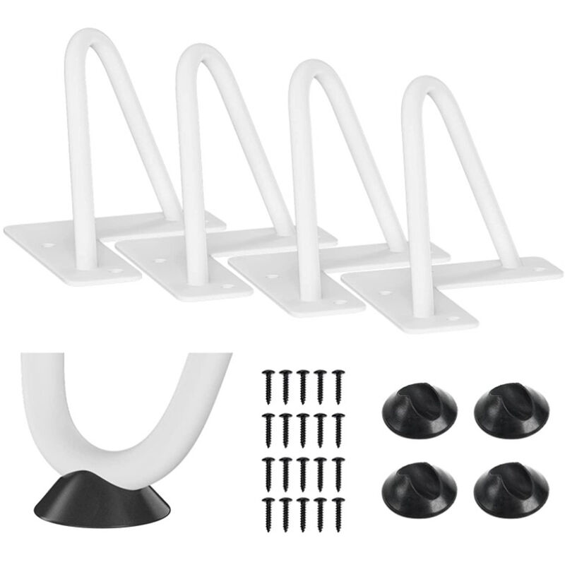 Pied Plan de Travail Haloyo 20 cm Pied Table Haute, avec Vis & Protège Pieds,4pcs,Blanc
