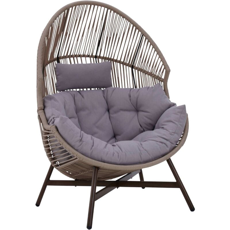 Fauteuil de jardin oeuf sur pied en rotin synthétique 142 cm beige