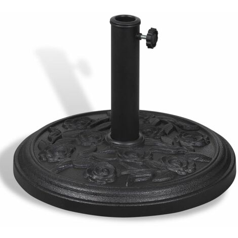 Pied socle base de parasol rond en résine noir 9 kg diamètre 38 et 48 mm