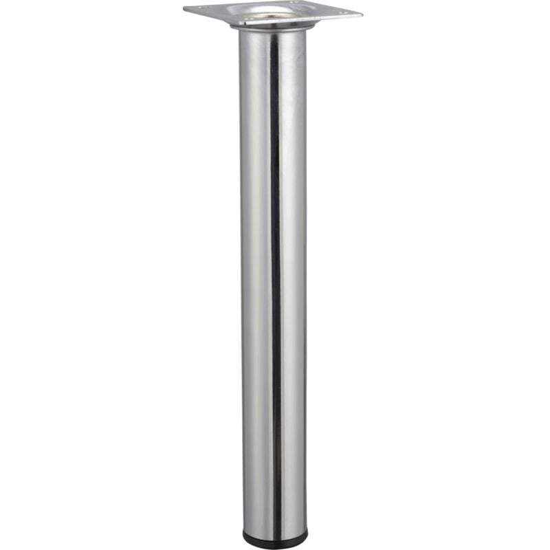 hettich - pied table basse cylindrique fixe acier chromé gris