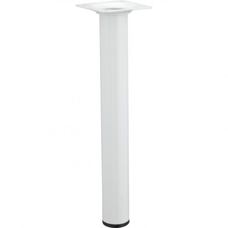 Hettich – Pied de meuble pour plan de travail – Acier époxy blanc – Hauteur 25 cm – Charge 50 kg – Fixation à visser par platine