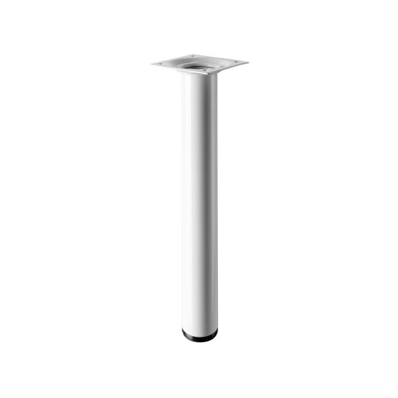 Pied table basse cylindrique fixe acier époxy blanc - Hettich