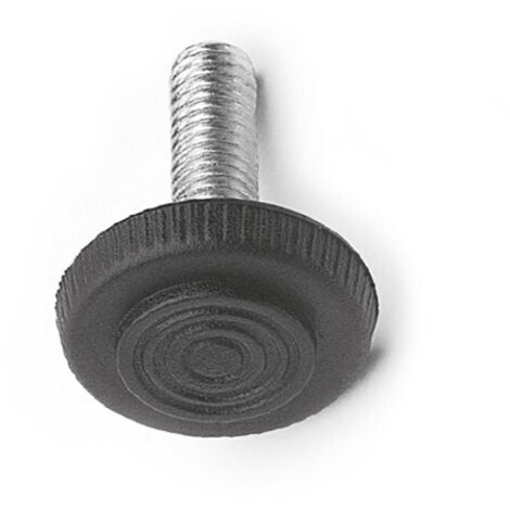 PIEDE TONDO REGOLABILE  IN ACCIAIO BASE IN PLASTICA Ø 28 MM - M8X22 - 4 PEZZI NERO