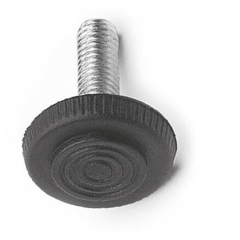 PIEDE TONDO REGOLABILE  IN ACCIAIO BASE IN PLASTICA Ø 32 MM - M10X25 - 4 PEZZI NERO