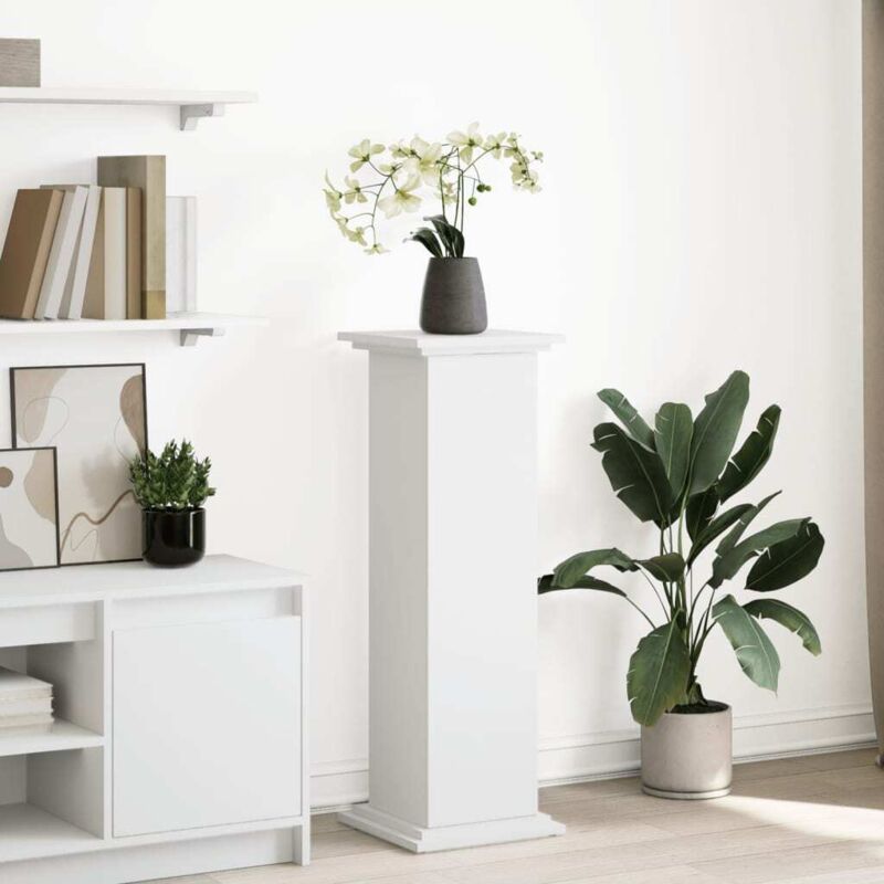 Torana - Piédestal avec rangement blanc 31x30x90 cm bois d'ingénierie