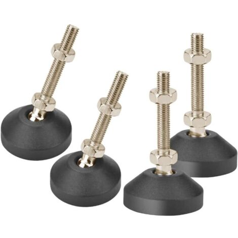 Piedini di livellamento, piedini per mobili resistenti e regolabili in altezza in acciaio inossidabile, 4 pezzi, viti di regolazione dell'angolo M10 x 50 mm con dado a T