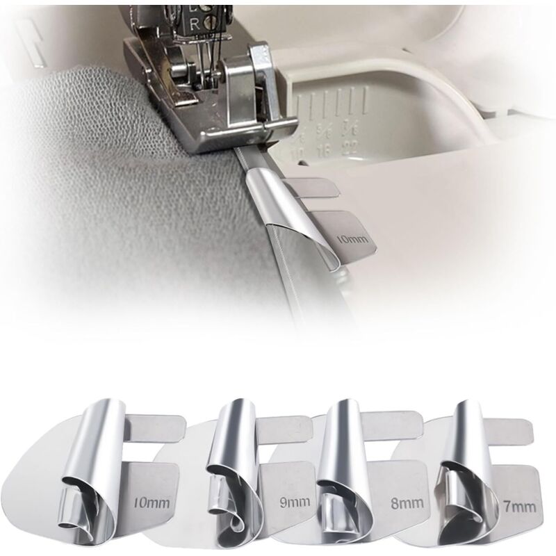 Piedino overlock per macchina da cucire, set da 4 pezzi, piedino universale per orlo arrotolato, piedino stabile per punti di cucito, per uso