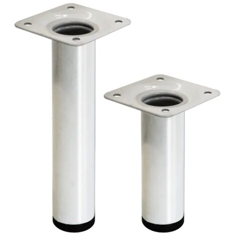 PIEDINO PER MOBILI IN ACCIAIO D.30 BIANCO  CM. 10  VERNICIATO BIANCO