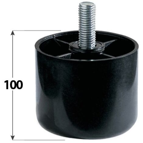 Piedino tondo Masidef in plastica Ø 60 mm H 100 mm Nero
