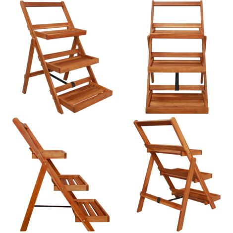Piedistallo per Piante a 3 Livelli 50x63x80cm Massello d'Acacia - Piante a 3 livelli - Supporto per piante